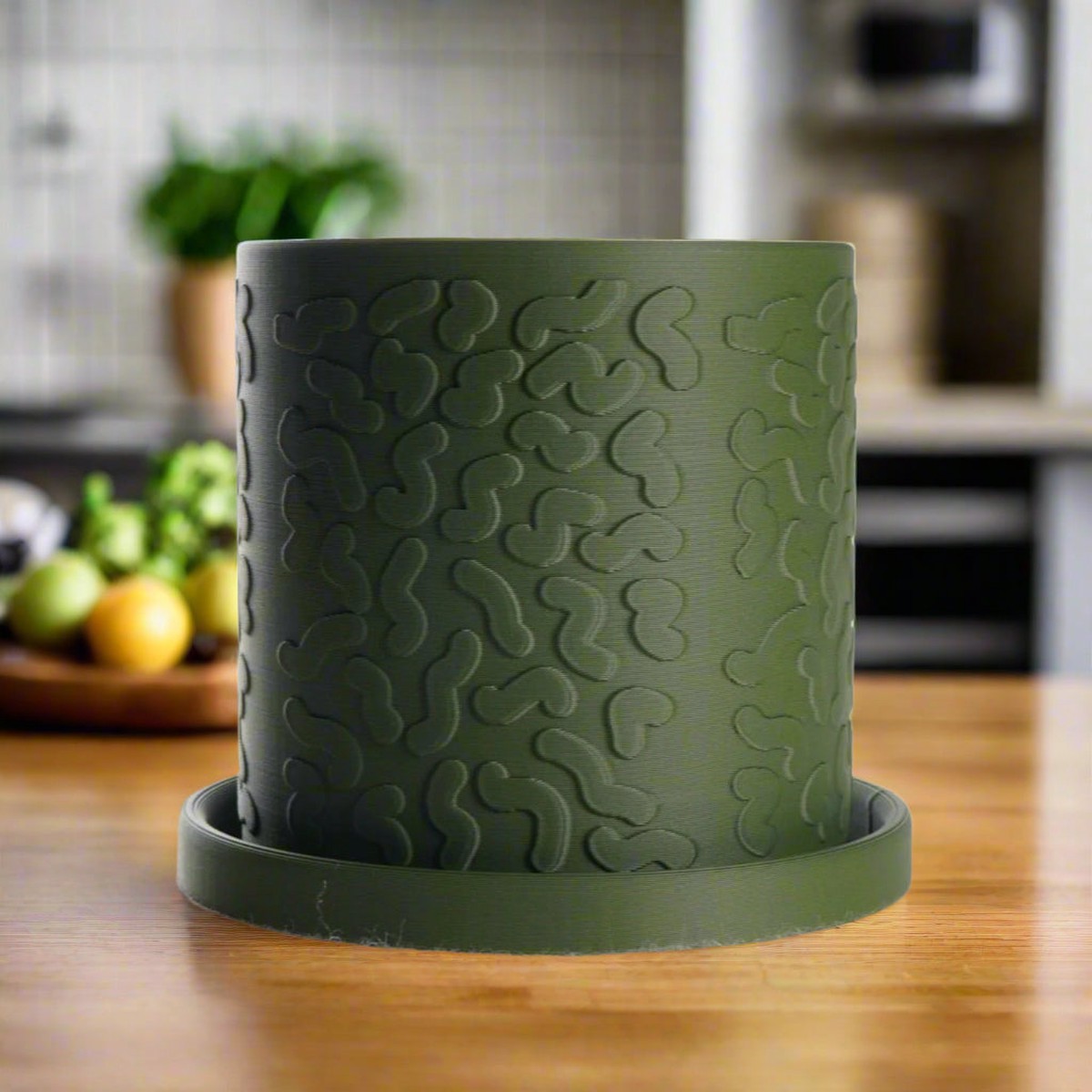Tiny Squiggle Cheetah Planter Pot With Drainage Drip Tray 8MustardWithoutDripTray