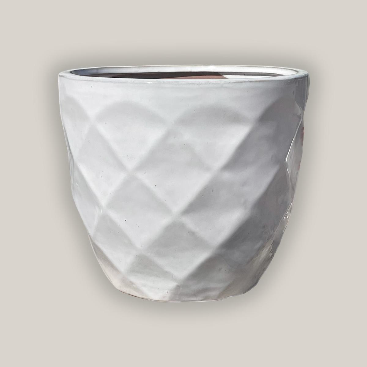 3119L4 8211 White Ceramic Geometric Design Planter 8211 148221 x 148221 x 158221
