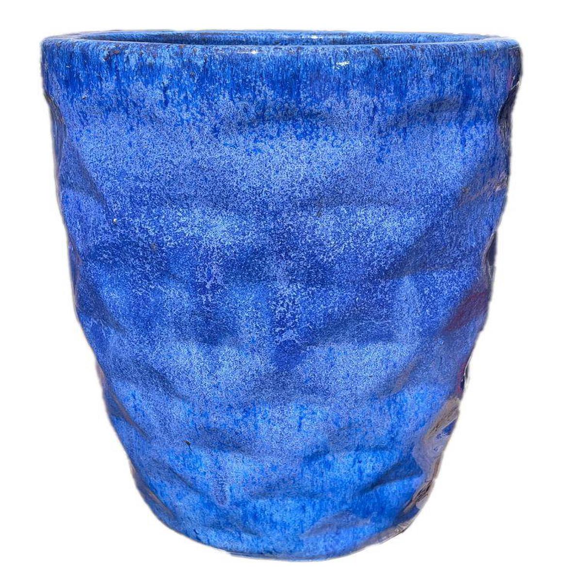 9782C1 - Cobalt Blue Tall Dynamic Ceramic Planter - 11" x 11" x 16"