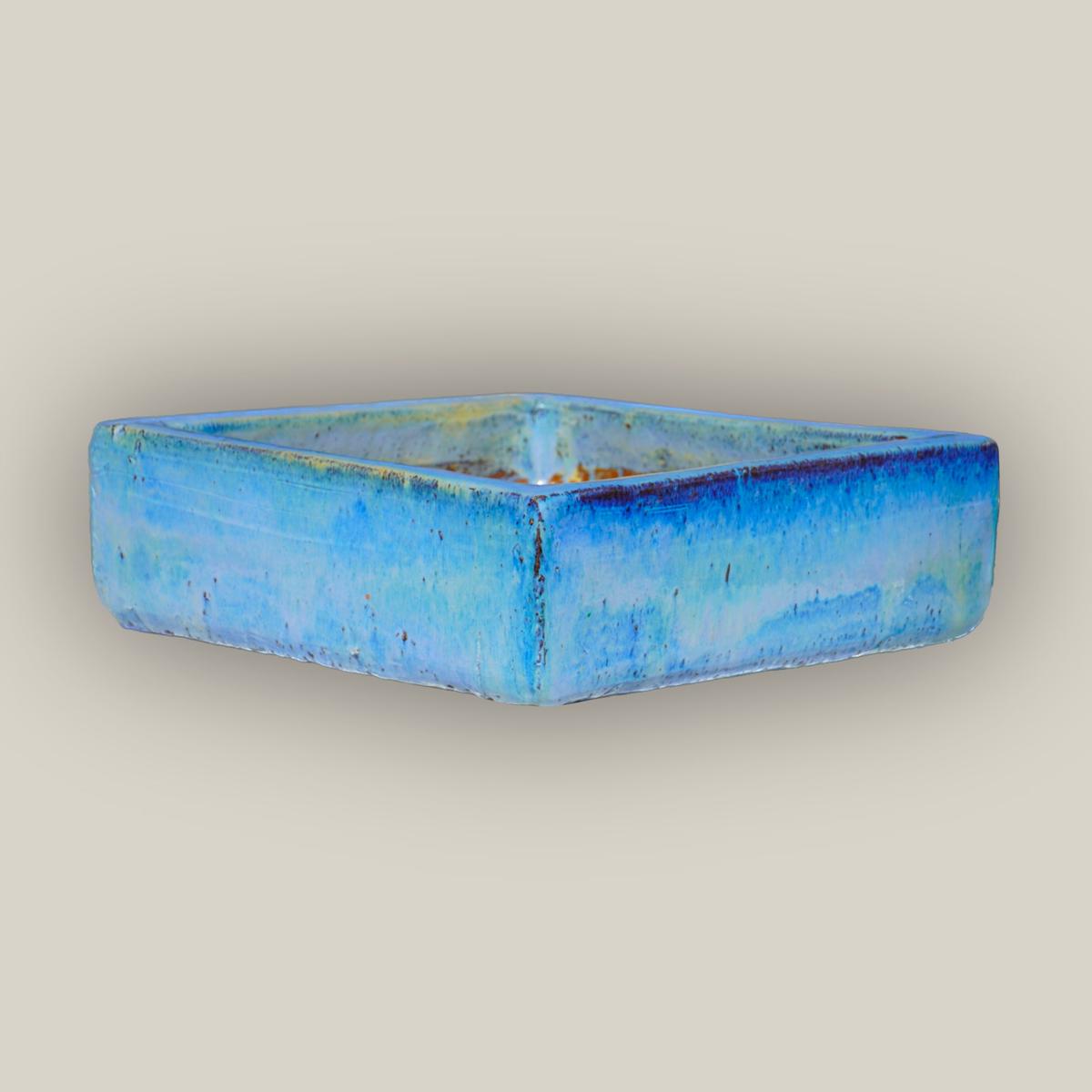 9788C45 - Ocean Blue Low Square Ceramic Planter - 15" x 15" x 4" | Ocean Blue