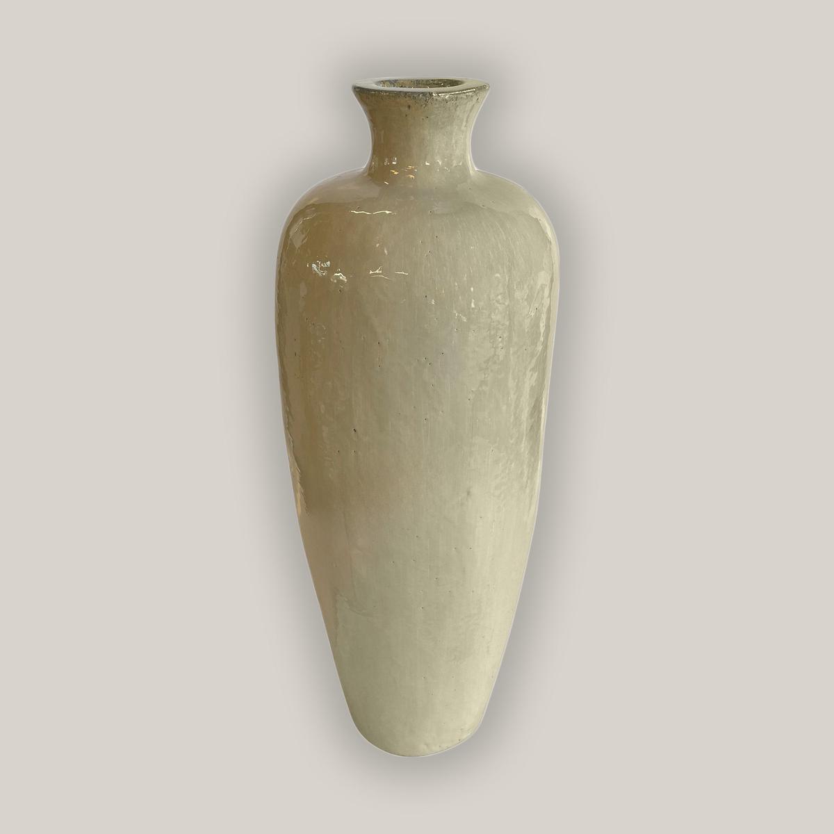 5111N7 - Cream Ceramic Tall Tapered Vase Pot - 13" x 13" x 37" / Cream