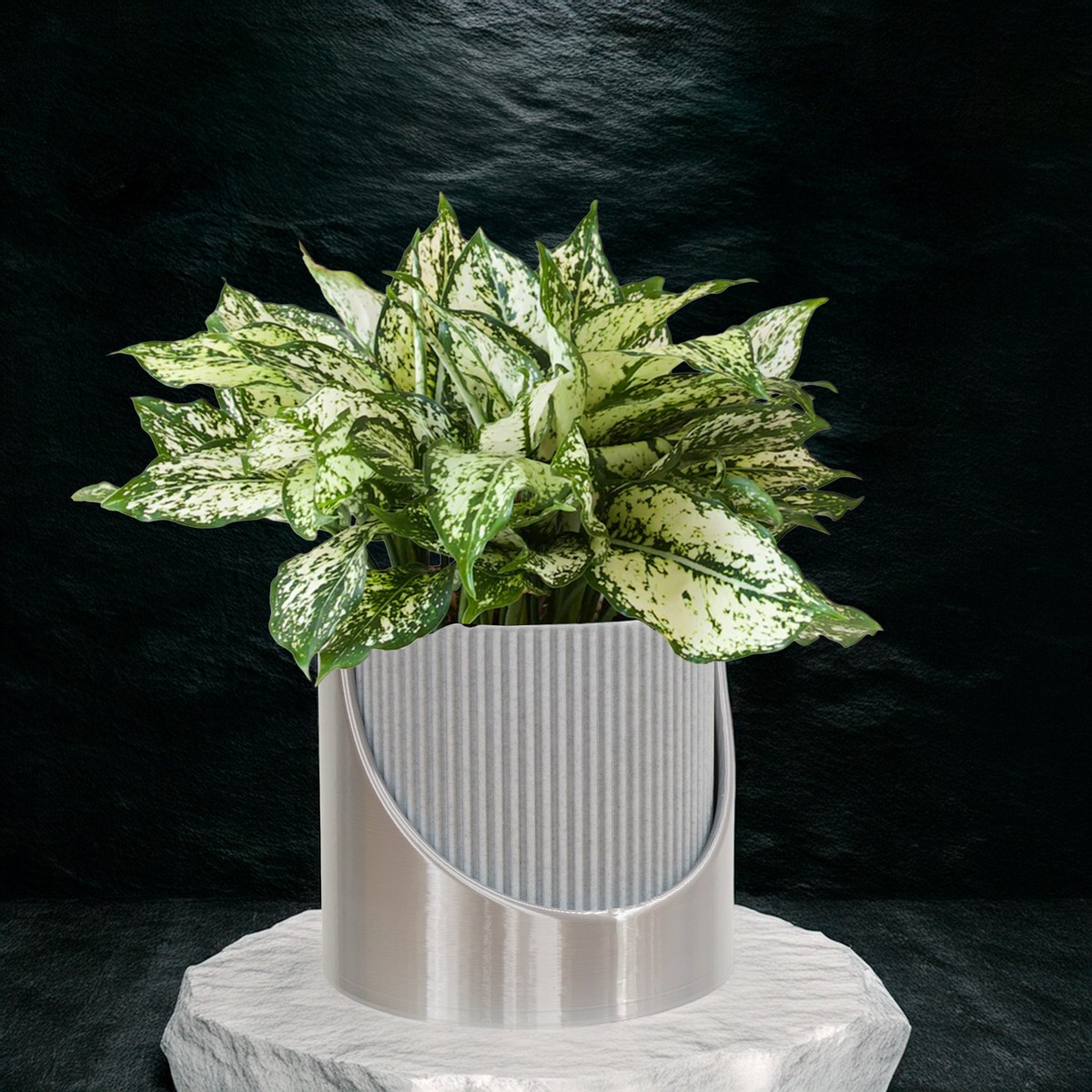 4 Inch Self Watering Planter Large Indoor Outdoor Plant Pot With Drainage Terracotta Green Beige Modern Ribbed Design 4GreenBlack