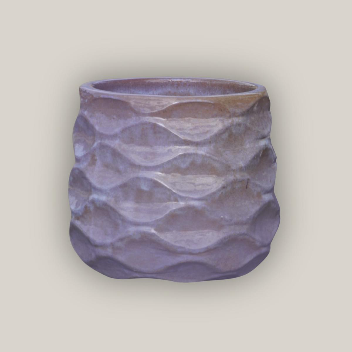 6101H80 8211 Lavender Modern Wave Round Ceramic Planters 8211 128221 x 128221 x 128221 Lavender