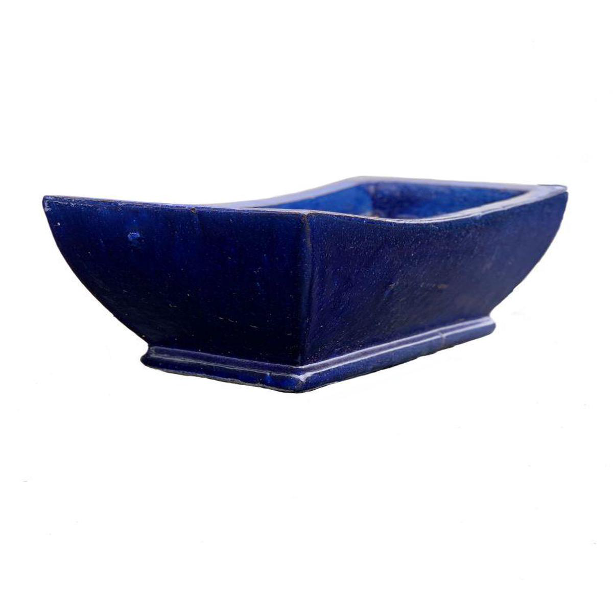 8872N8 8211 Blue Ceramic Rectangular Planter 8211 Short 8211 248221 x 128221 x 108221 Blue
