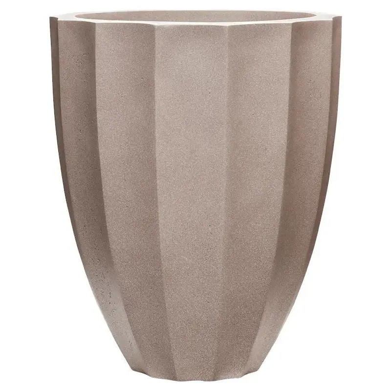 Striata Urban Plant Pot 80cm Height 56cm Dia Partner Urban Cement Grey