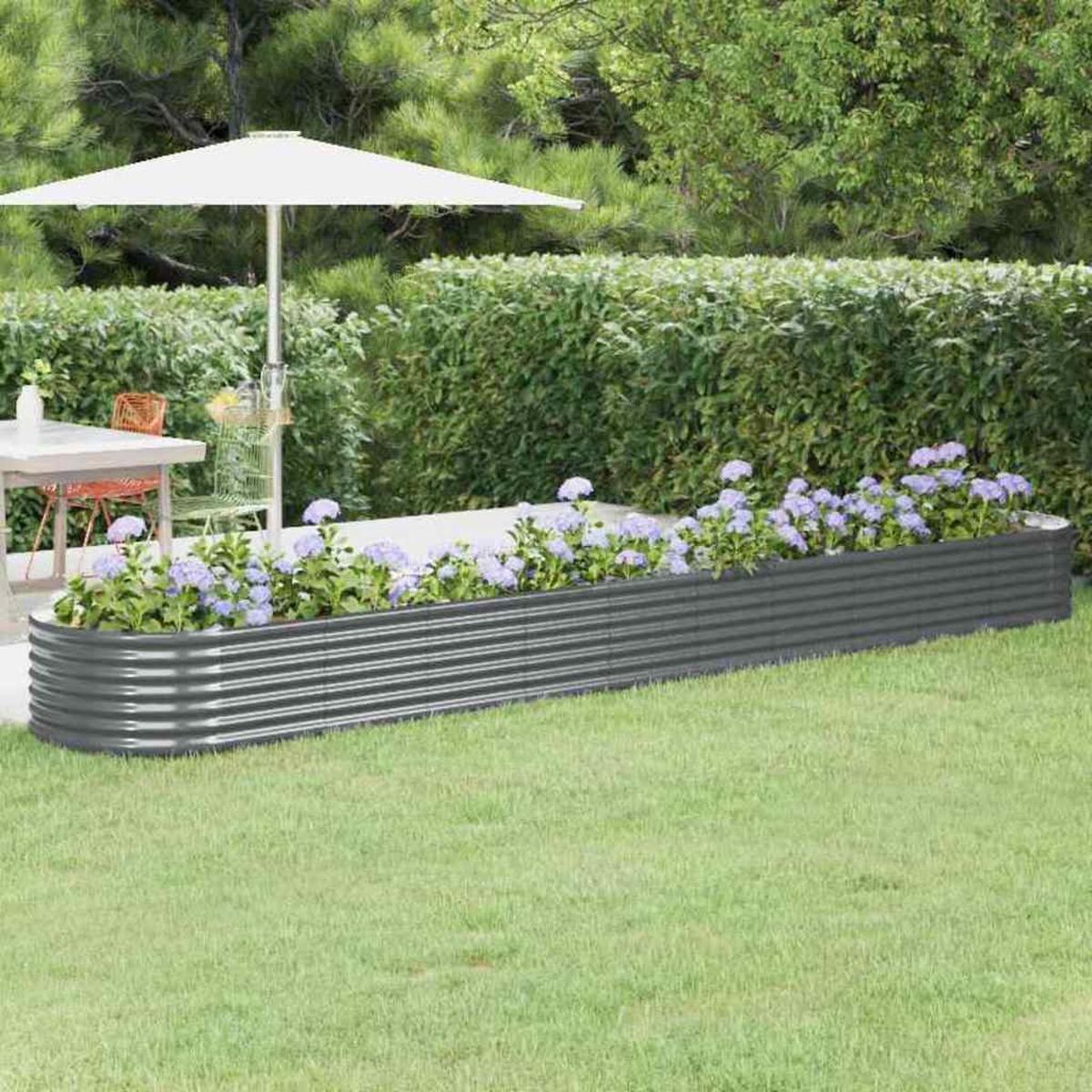 vidaXL Garden Raised Bed Galvanised Steel 440x80x36 cm Anthracite