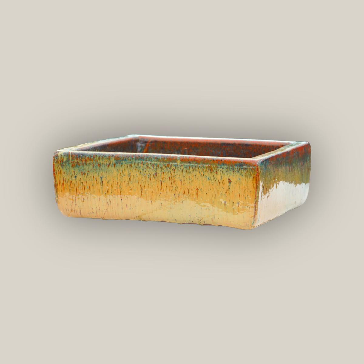 9788C9 8211 Burnt Cream Low Square Ceramic Planter 8211 158221 x 158221 x 48221 Burnt Cream