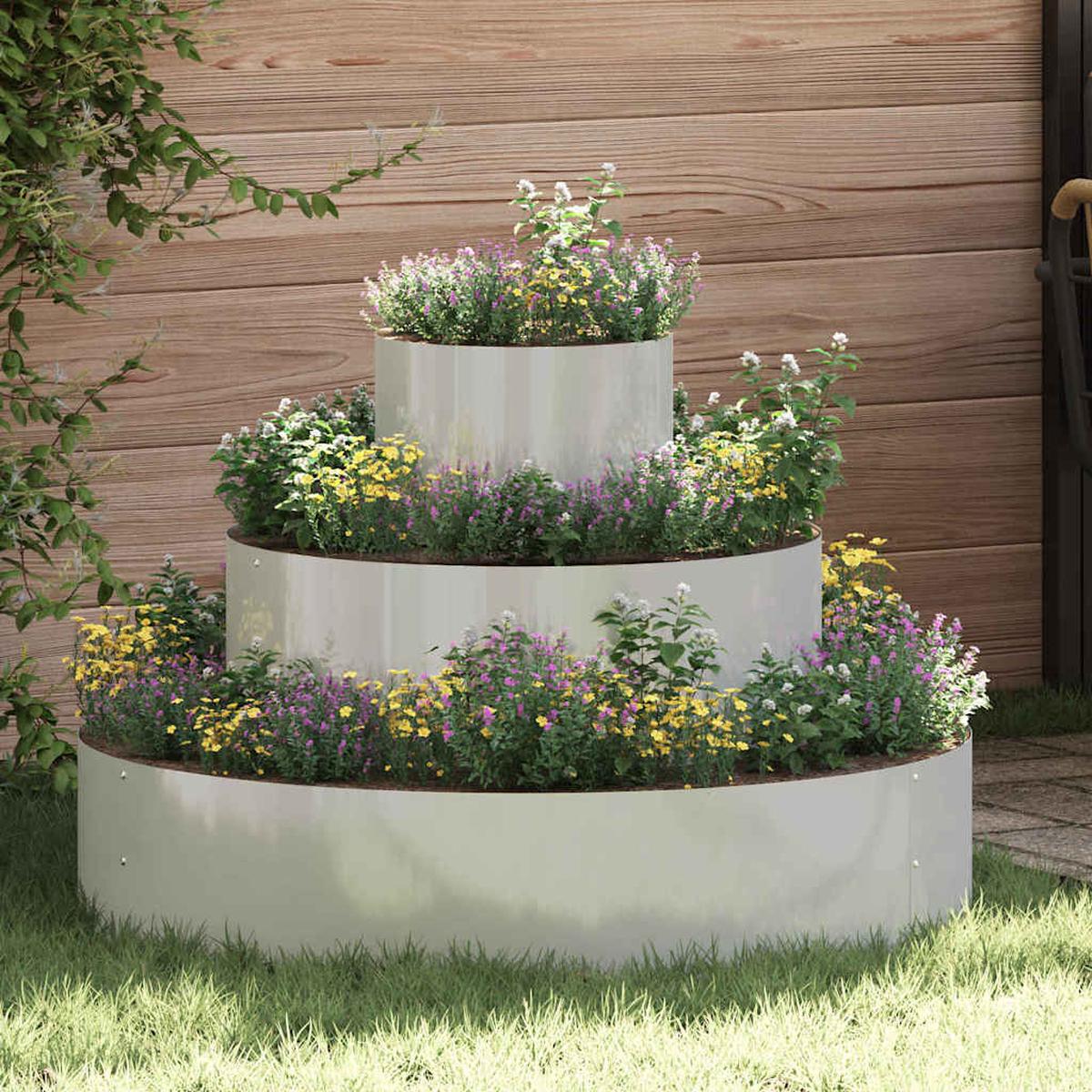 vidaXL Garden Planter Silver 90 x 90 x 20 cm Galvanised Steel