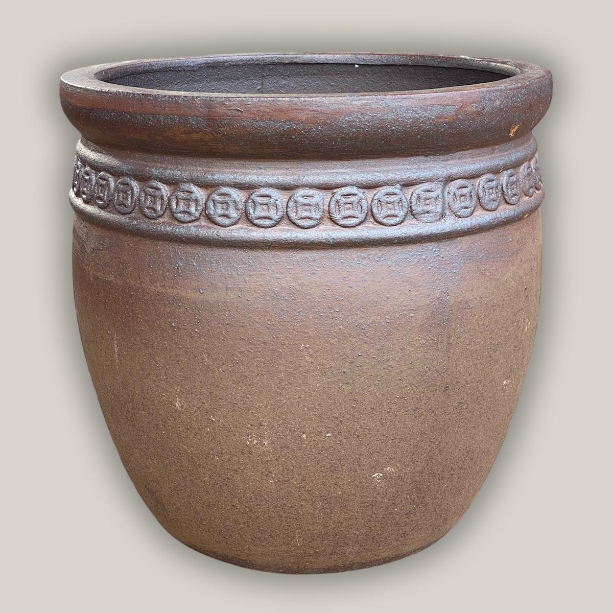 6079H27 - Textured Unglazed Coin Pot - 15" x 15" x 15" | Textured Unglazed | Ceramic