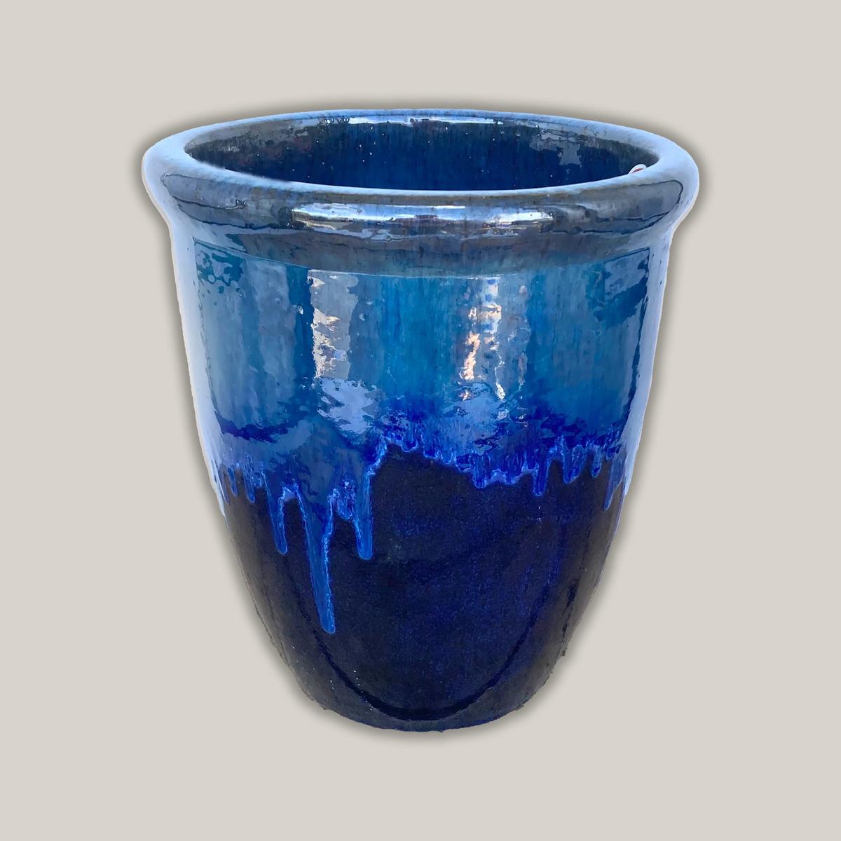8401N33 - Marble Green/Blue Cana Pot - 14" x 14" x 16" | Marble Green/Blue | Ceramic