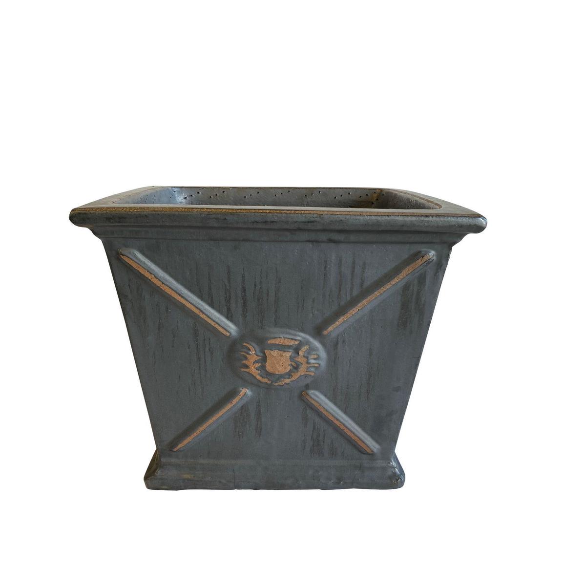 8652N67 - Antique Matte Black Antibes Square Ceramic Pot - 9" x 9" x 11" | Matte Black