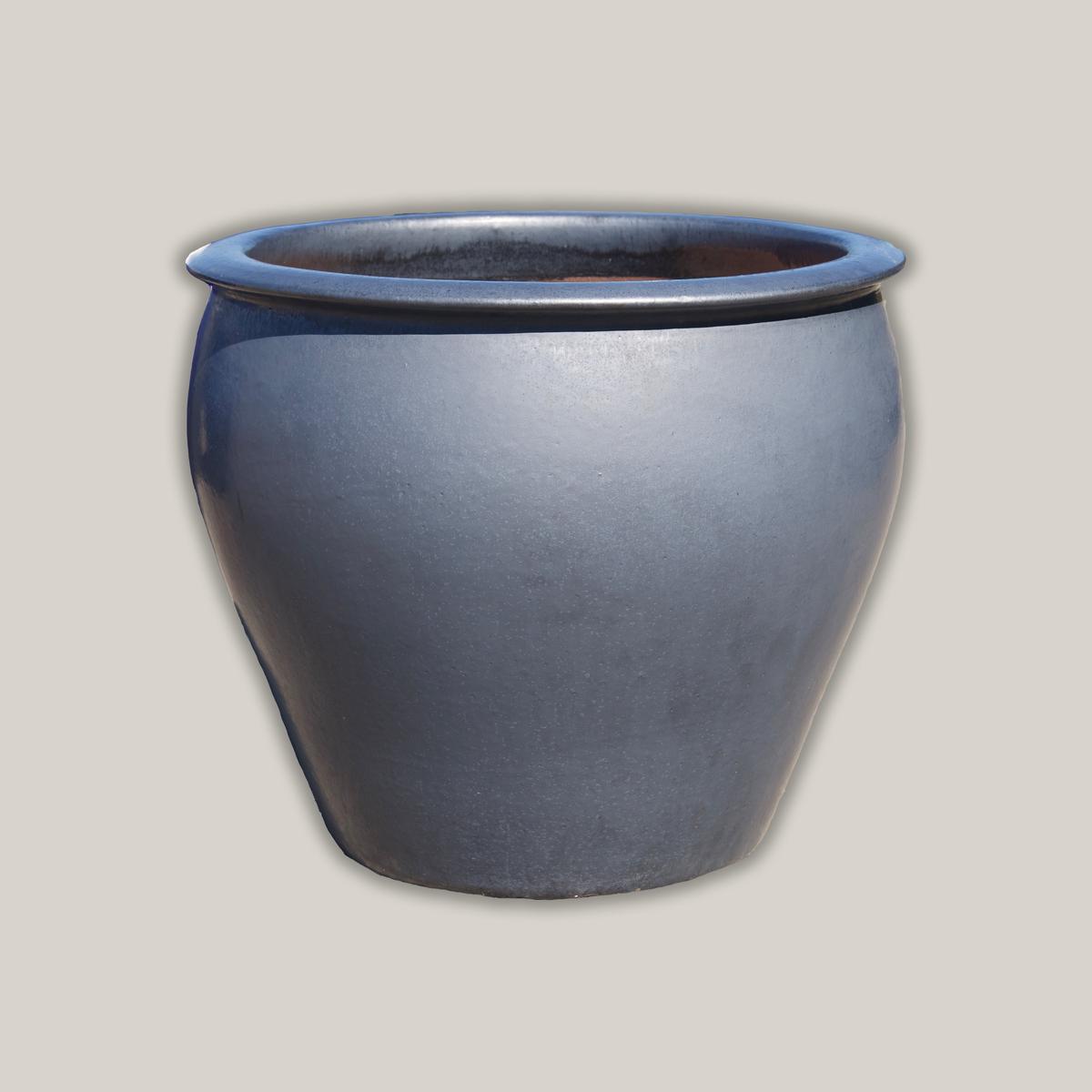 6004H33 - Matte Black Round Rim Tapered Planter - 30" x 30" x 25" | Matte Black | Ceramic
