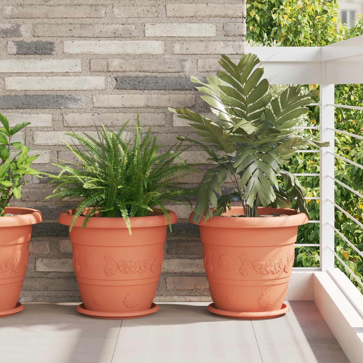 vidaXL Plant Pots 24 pcs Brick Red  39 x 32 cm Plastic