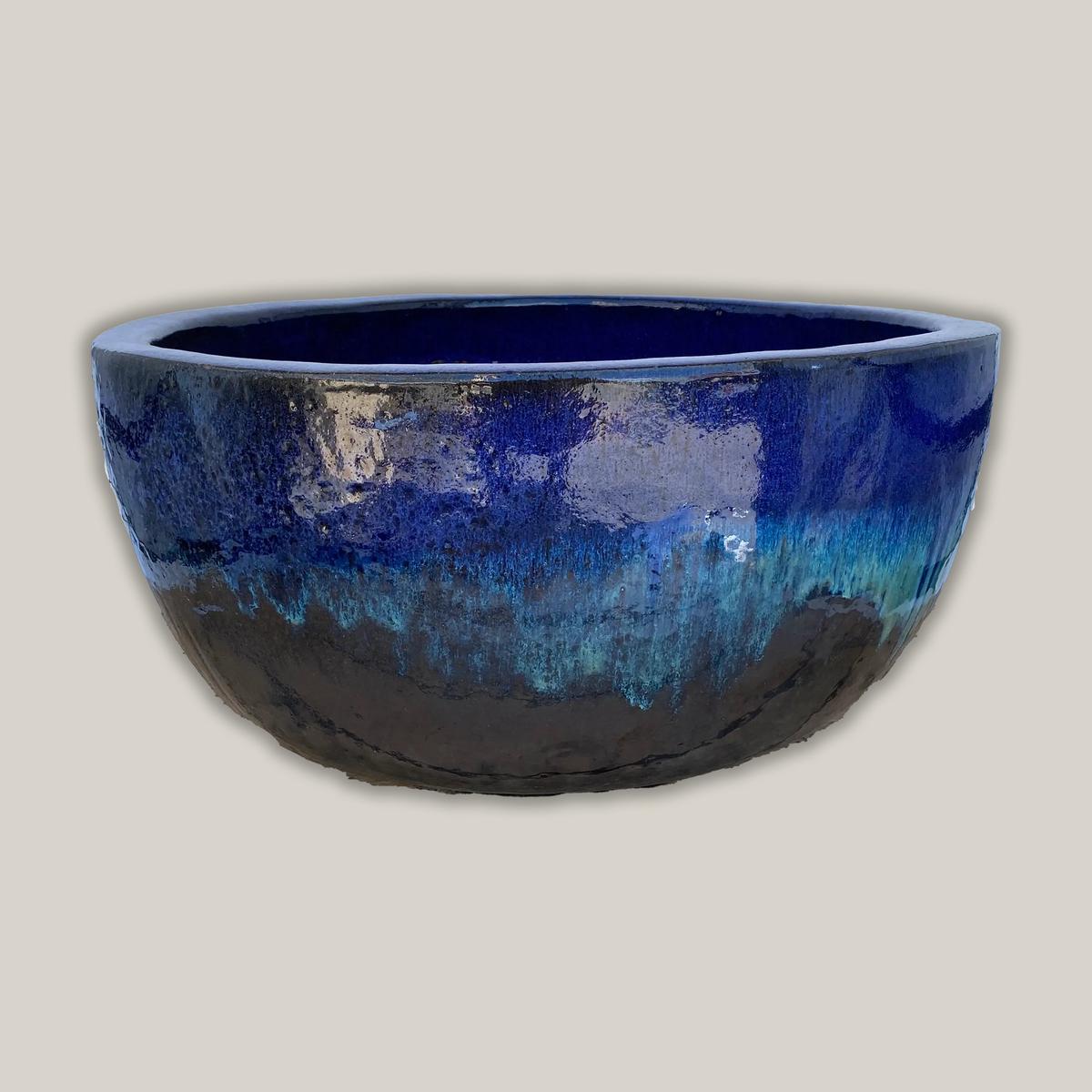 8042N30 - Blue Tri-Color Succulent Plant Bowl - 18" x 18" x 10" | Blue Tri-Color | Ceramic