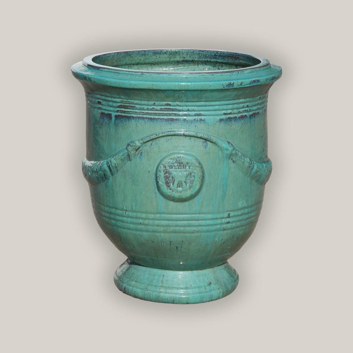 1-4023AQA - Aqua Medallion Urn - 33" x 33" x 37" | Aqua | Ceramic