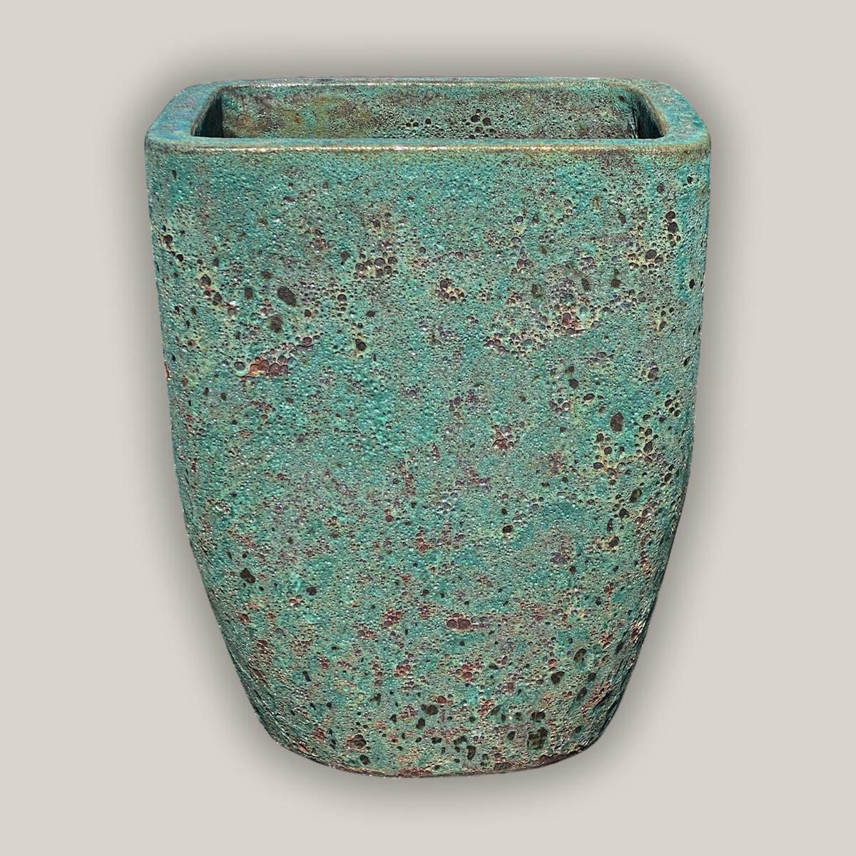 6027H12 8211 Peacock Coral Milan Rounded Edge Square Pot