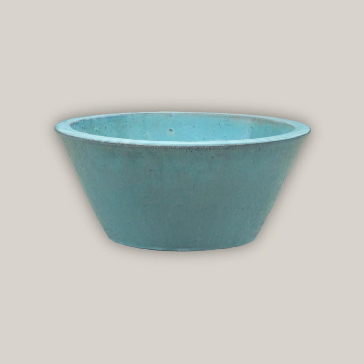 6028H1 - Turquoise Low Cone Pot - 19" x 19" x 9" | Turquoise | Ceramic