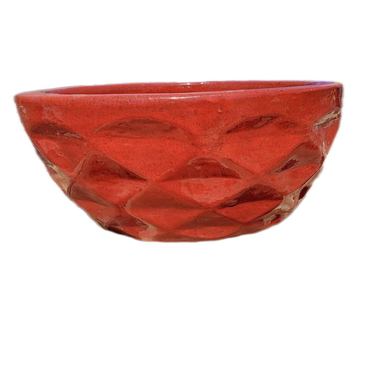 9783P12 - Chili Red Ceramic Dynamic Planter - 14" x 14" x 13" | Chili Red