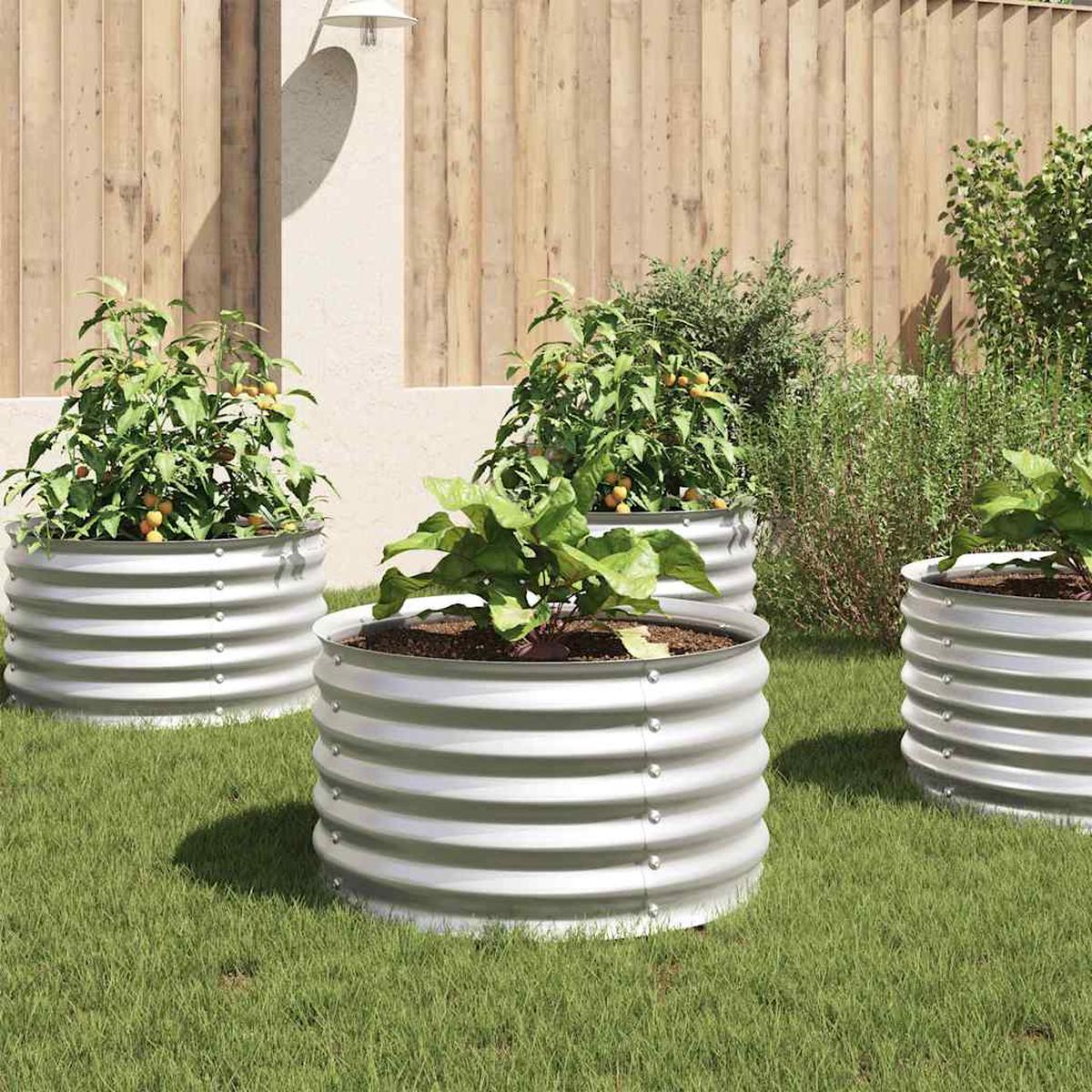 vidaXL Garden Raised Bed 80x80x44 cm Galvanised Steel Silver
