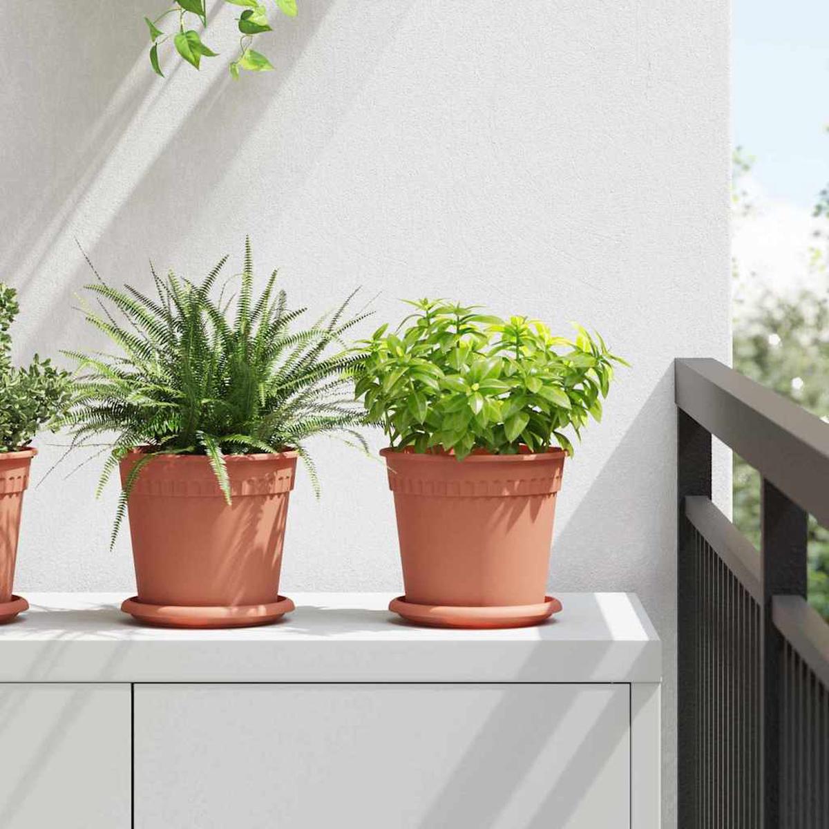 vidaXL Round Flower Pot 6 pcs Brick Red  17 x 14 cm Plastic