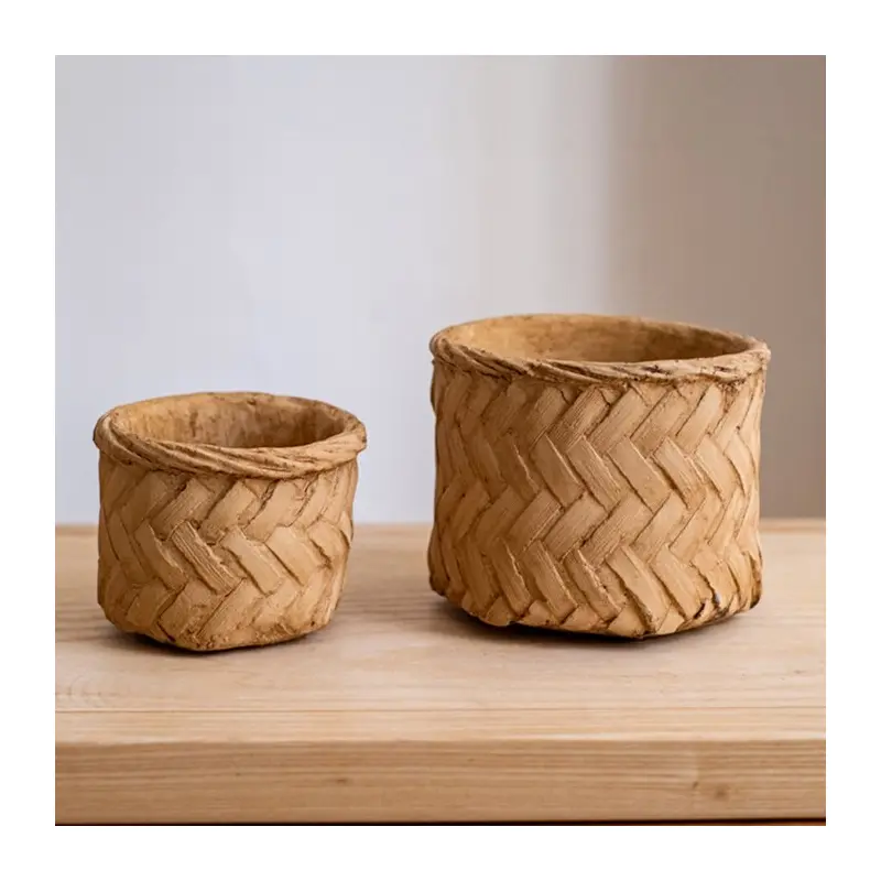 Woven Bamboo Styled Basket - Concrete - Various Sizes