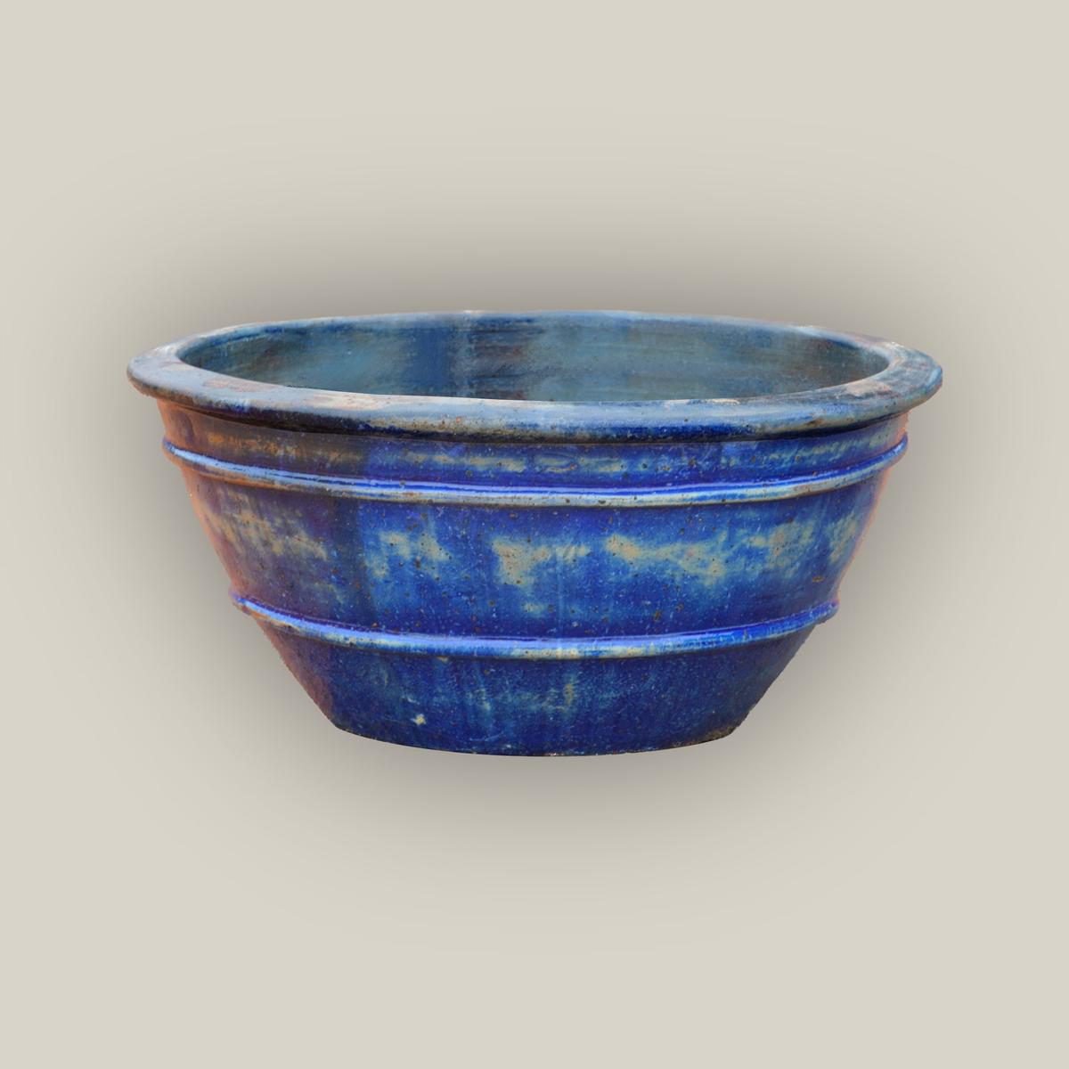 1-729R19 8211 Midnight Blue Rustic Low Bowl Ceramic Planter 8211 298221 x 298221 x 148221 Midnight Blue