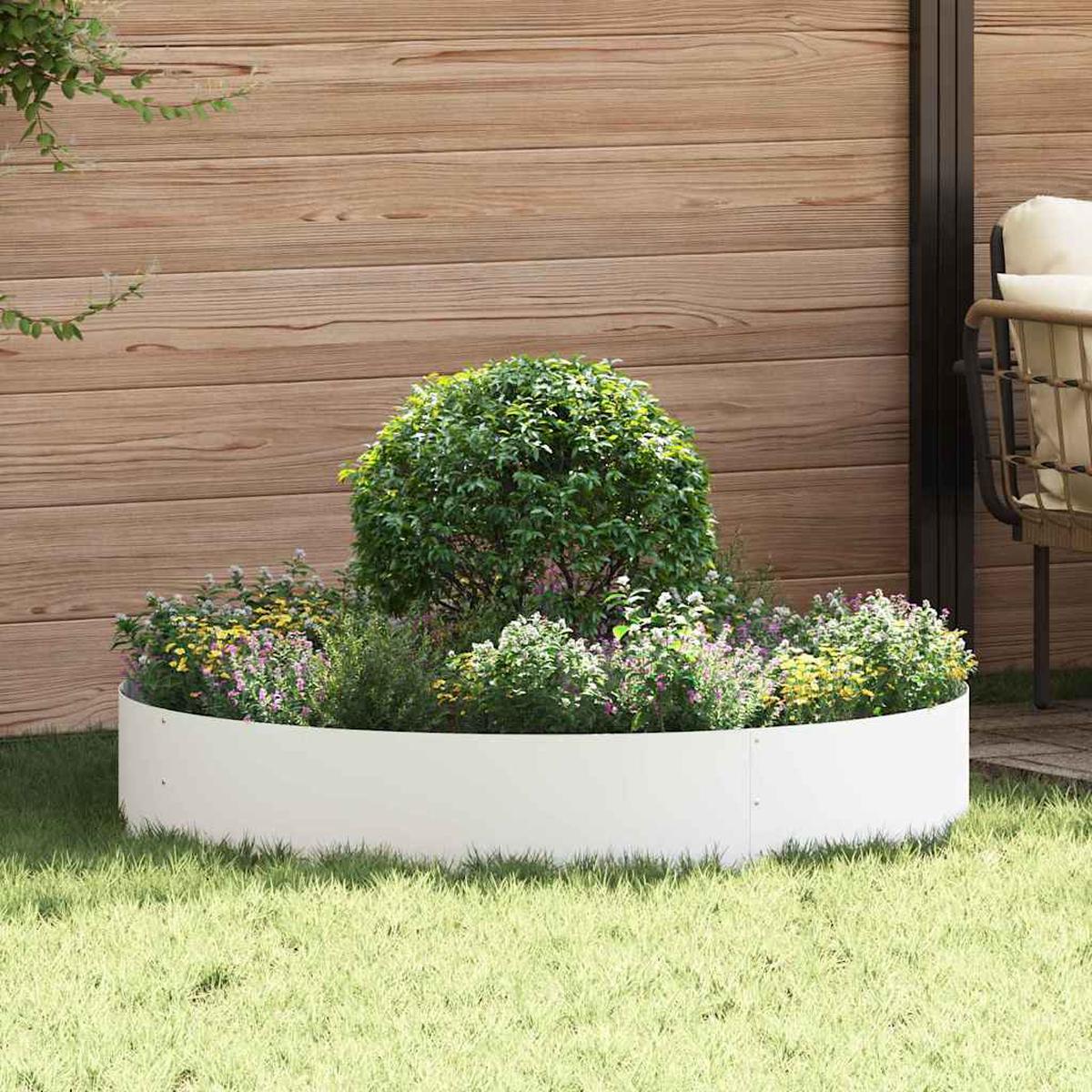 vidaXL Planter Ring White 120 x 120 x 20 cm Cold-rolled Steel