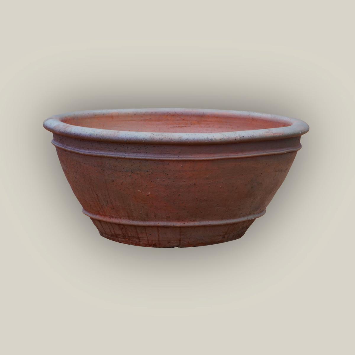 1-729R14 - Iron Clay Rustic Low Bowl Ceramic Planter - 20" x 20" x 10" | Iron Clay