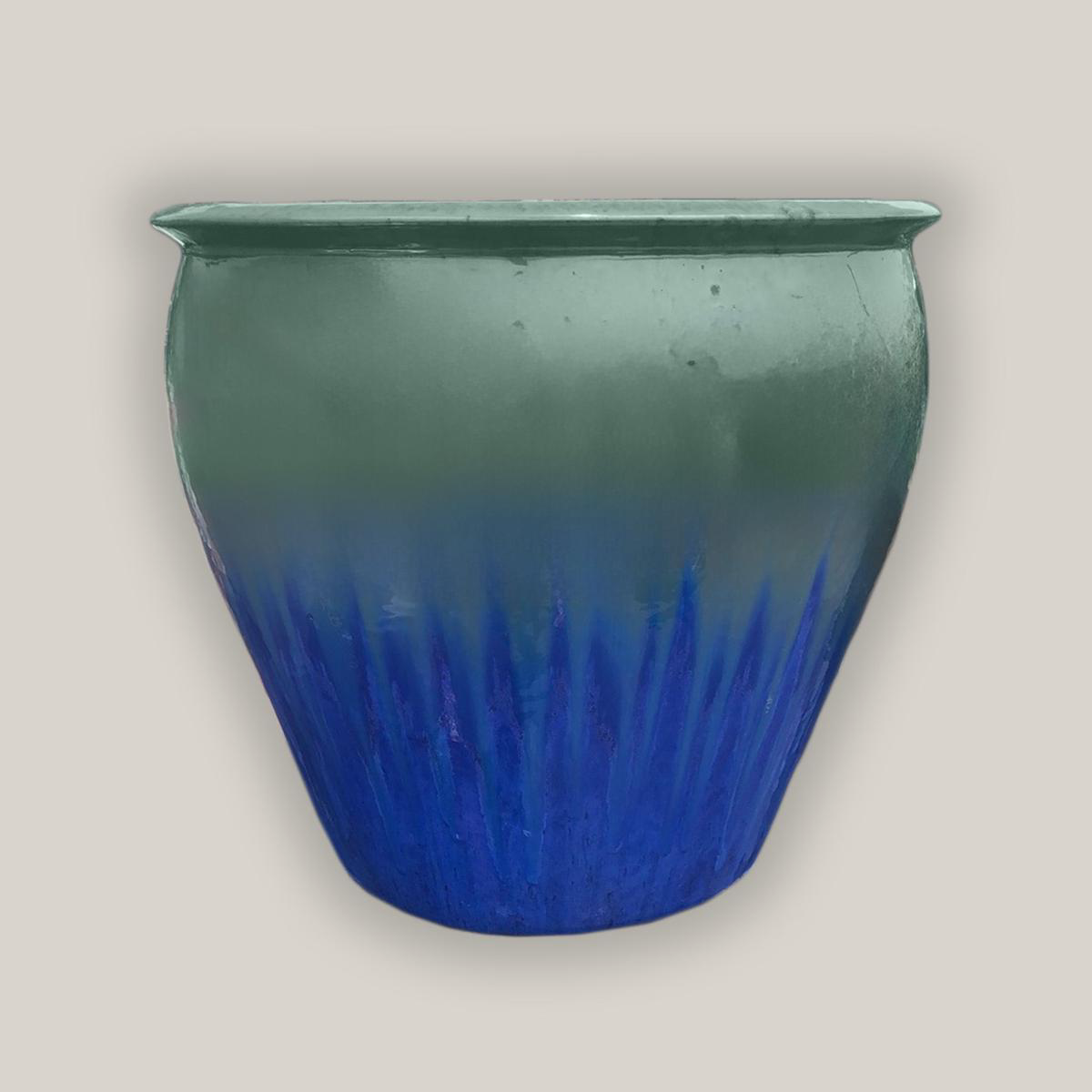 6004H52 8211 TurquoiseBlue Round Rim Tapered Planter 8211 138221 x 138221 x 128221 TurquoiseBlue Ceramic