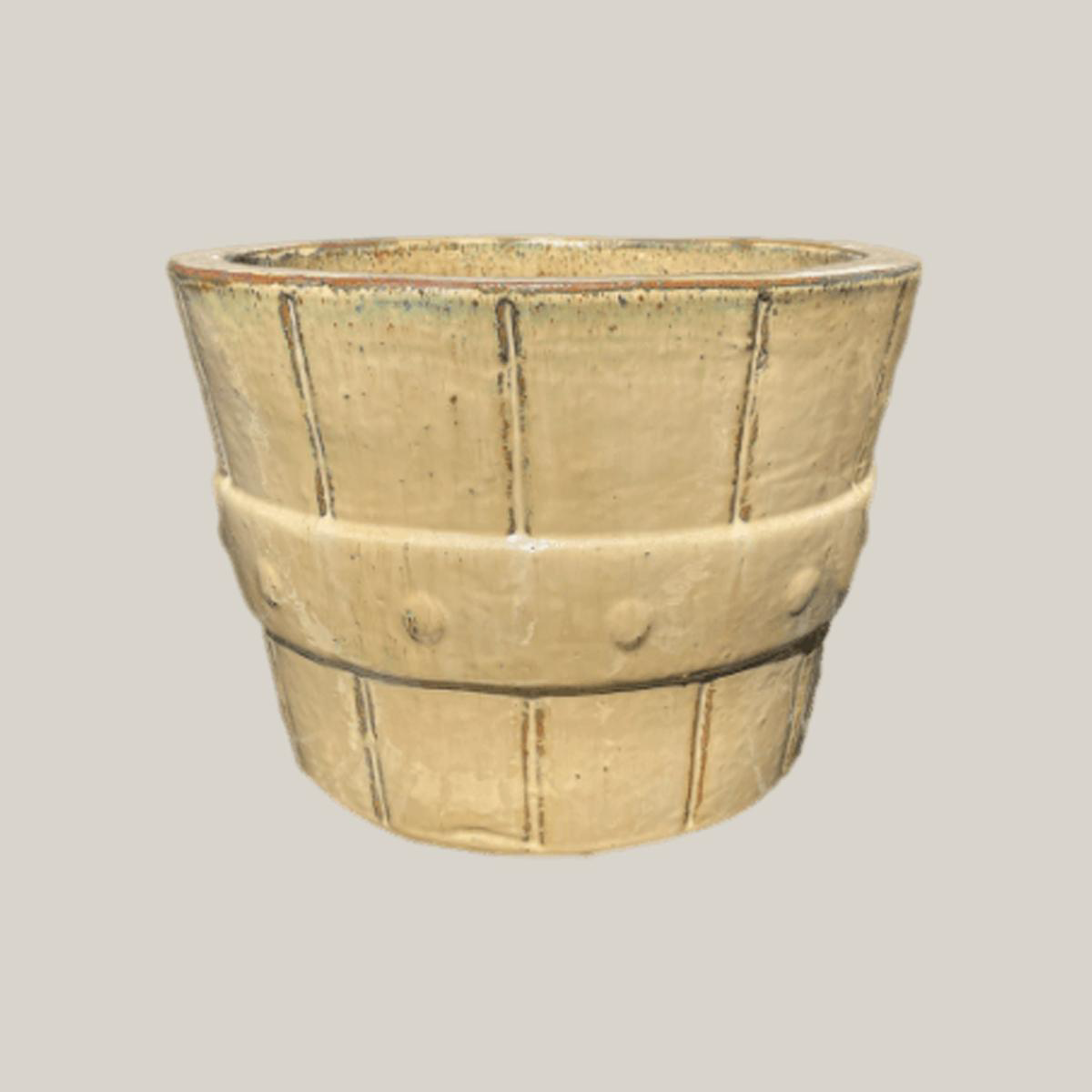 8457N7 8211 Cream Ceramic Barrel Planter 8211 178221 x 178221 x 128221 Cream