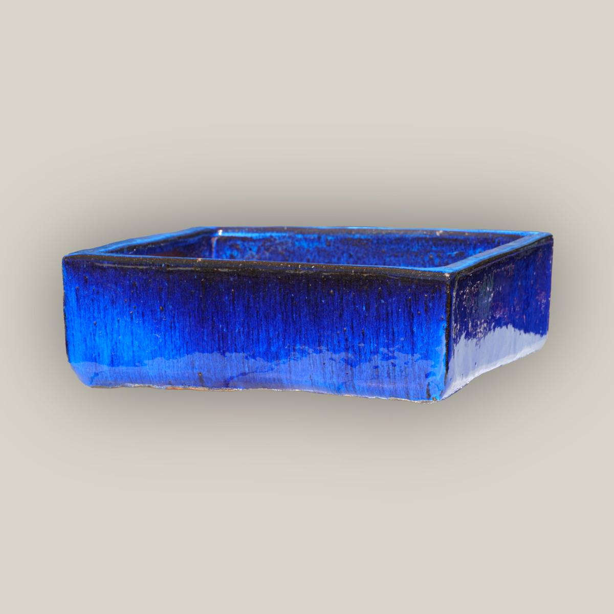 9788C1 - Cobalt Blue Low Square Ceramic Planter - 10" x 10" x 3" | Cobalt Blue