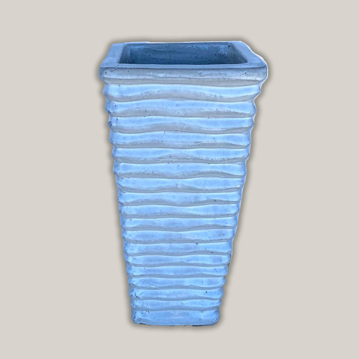 8096N12 - White Ripple Wedge Planter - 12" x 12" x 24"