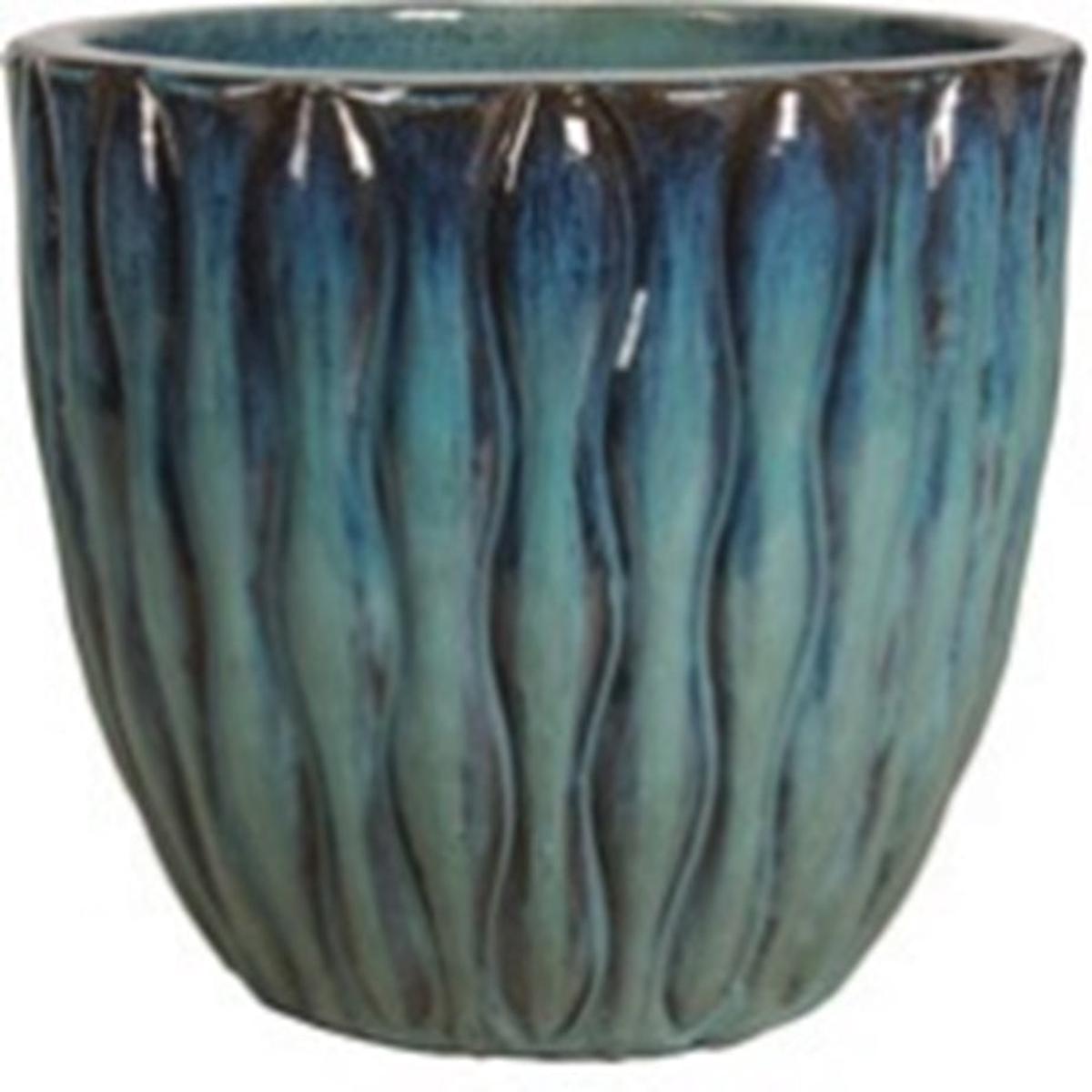 8924N19 - Marble Green Seagrass Bullet Planter - 14" x 14" x 13" | Marble Green | Ceramic
