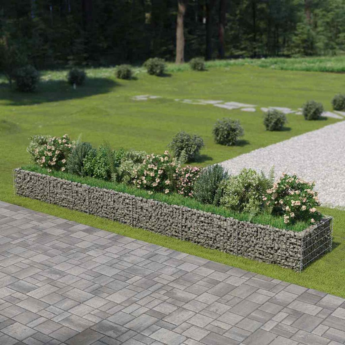 vidaXL Gabion Raised Bed Galvanised Steel 540x90x50 cm