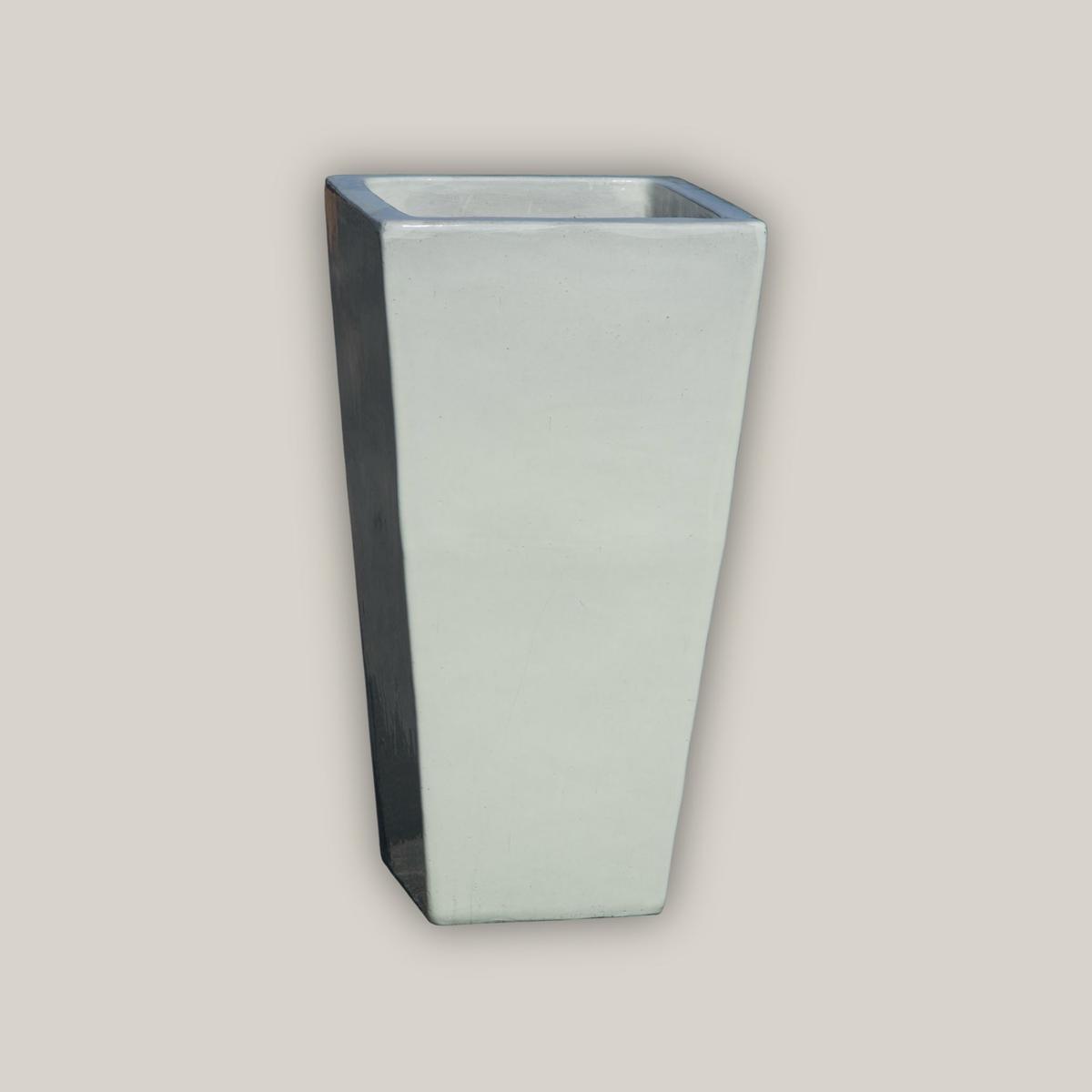 6018H25 - White Square Wedge Planter - 15" x 15" x 25" | White | Ceramic
