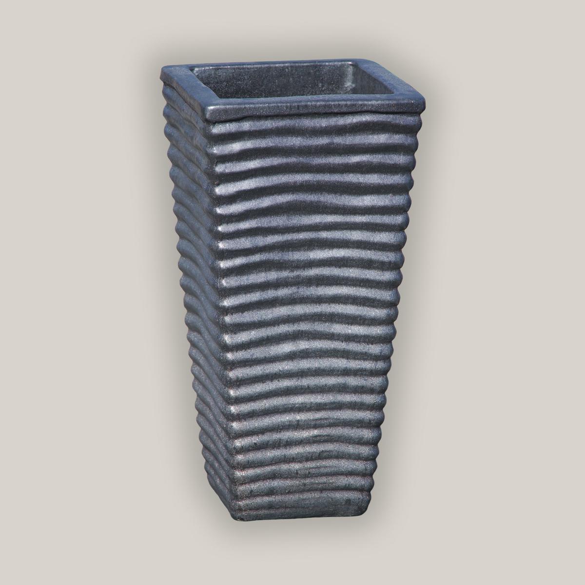 8096N14 - Matte Black Ripple Wedge Planter - 12" x 12" x 24"