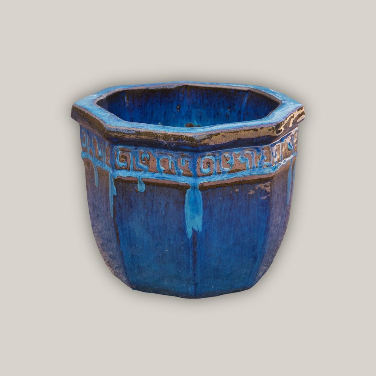 8664N19 - Marble Green Ceramic Octagon Planter - 15" x 15" x 12" | Marble Green