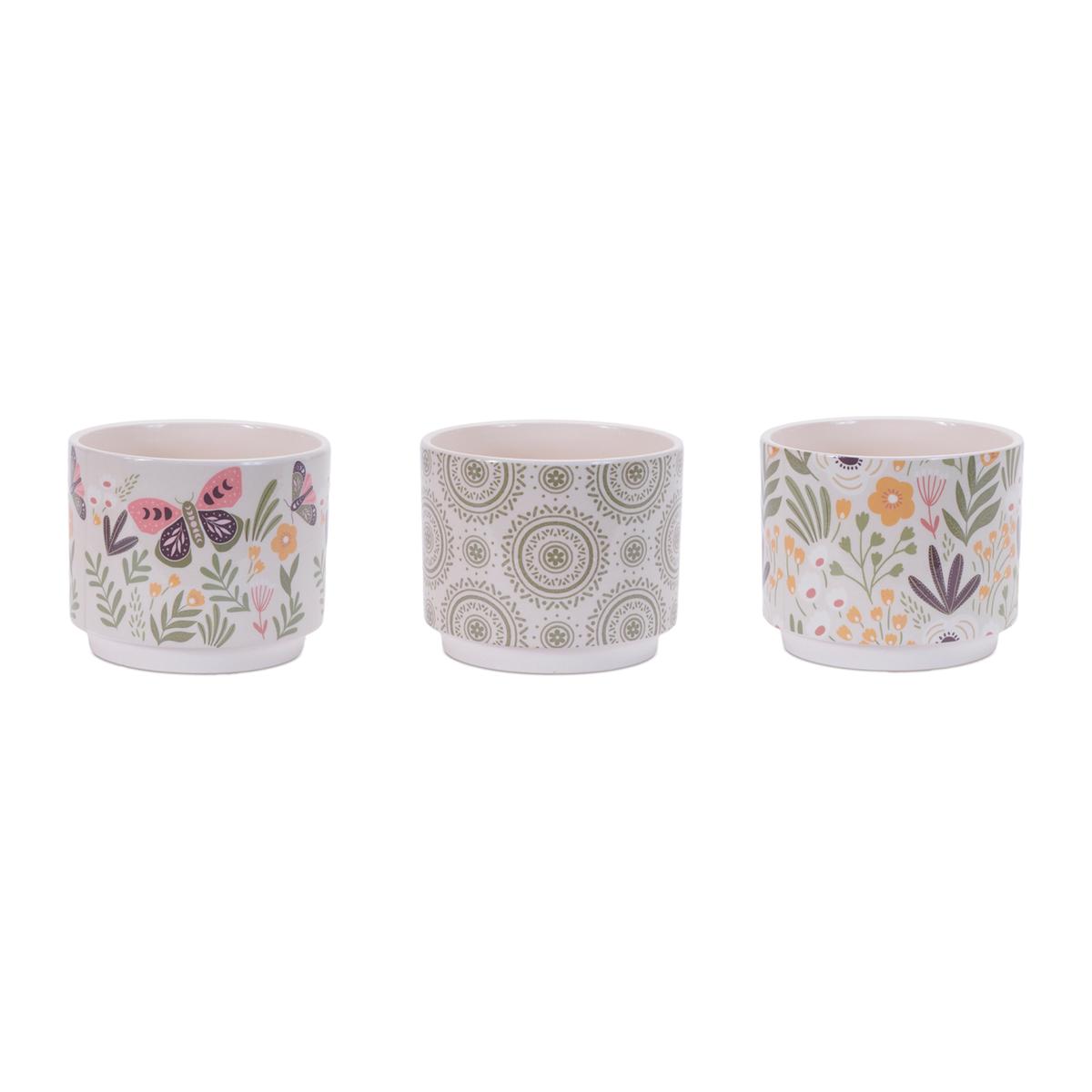 Stone Floral Patterned Planter (Set of 3)