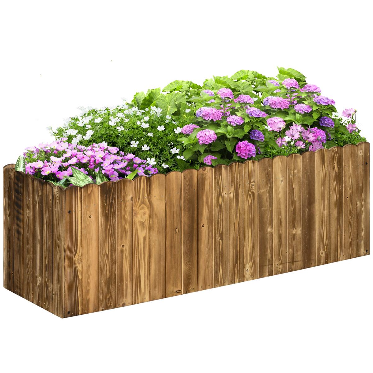 Wooden Raised Garden Bed 172L Outdoor Planter Box For Herbs Vegetables And Flowers