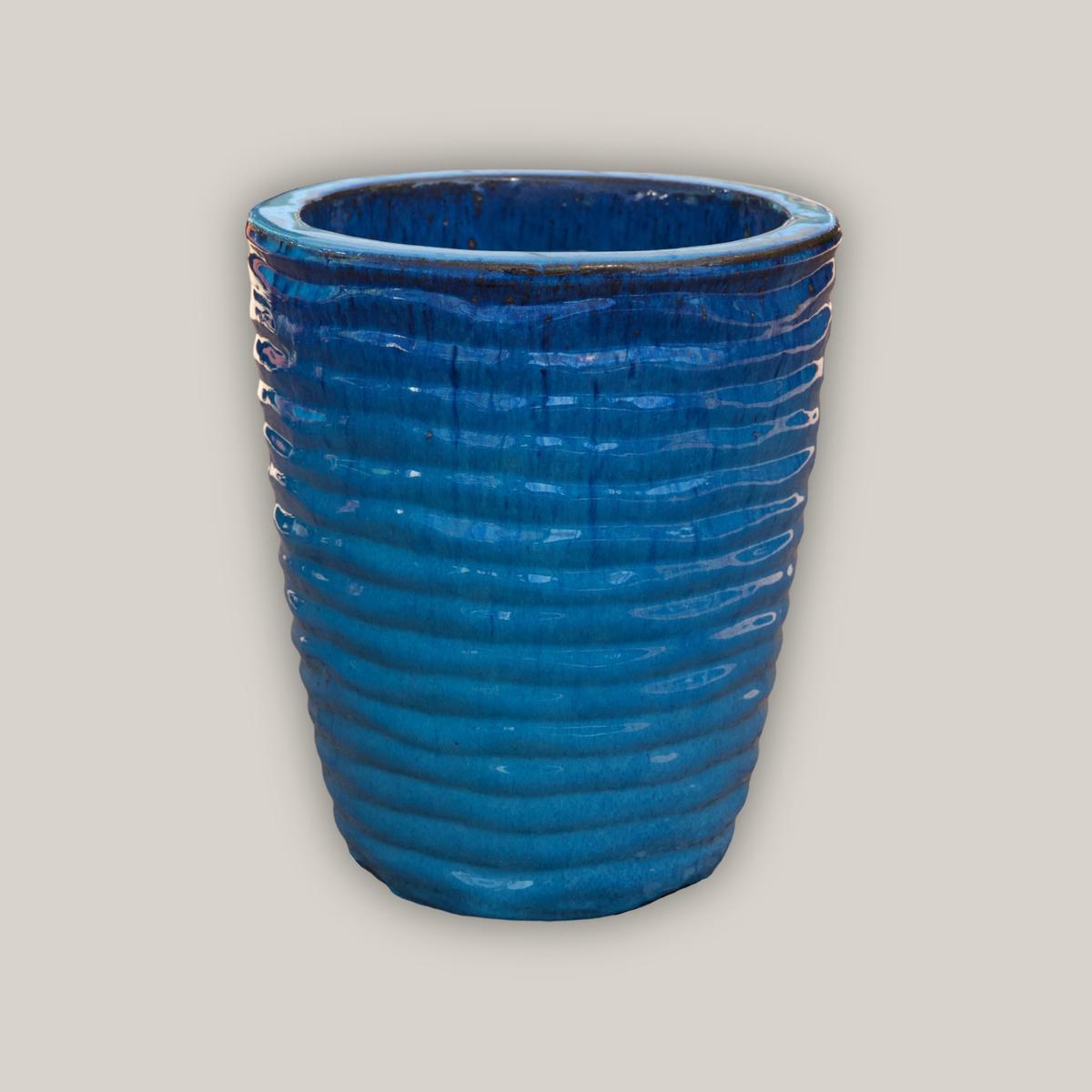 8036N19 - Marble Green Ripple Cone Pot - 16" x 16" x 18" | Marble Green | Ceramic