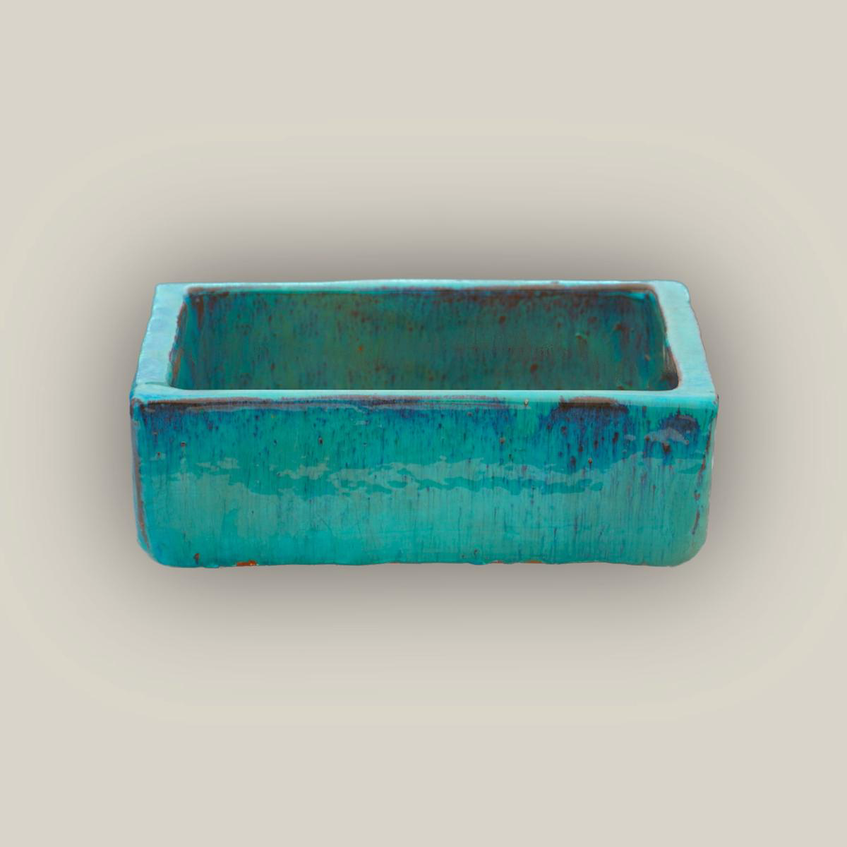9788C3 8211 Aqua Low Square Ceramic Planter 8211 198221 x 198221 x 68221 Aqua