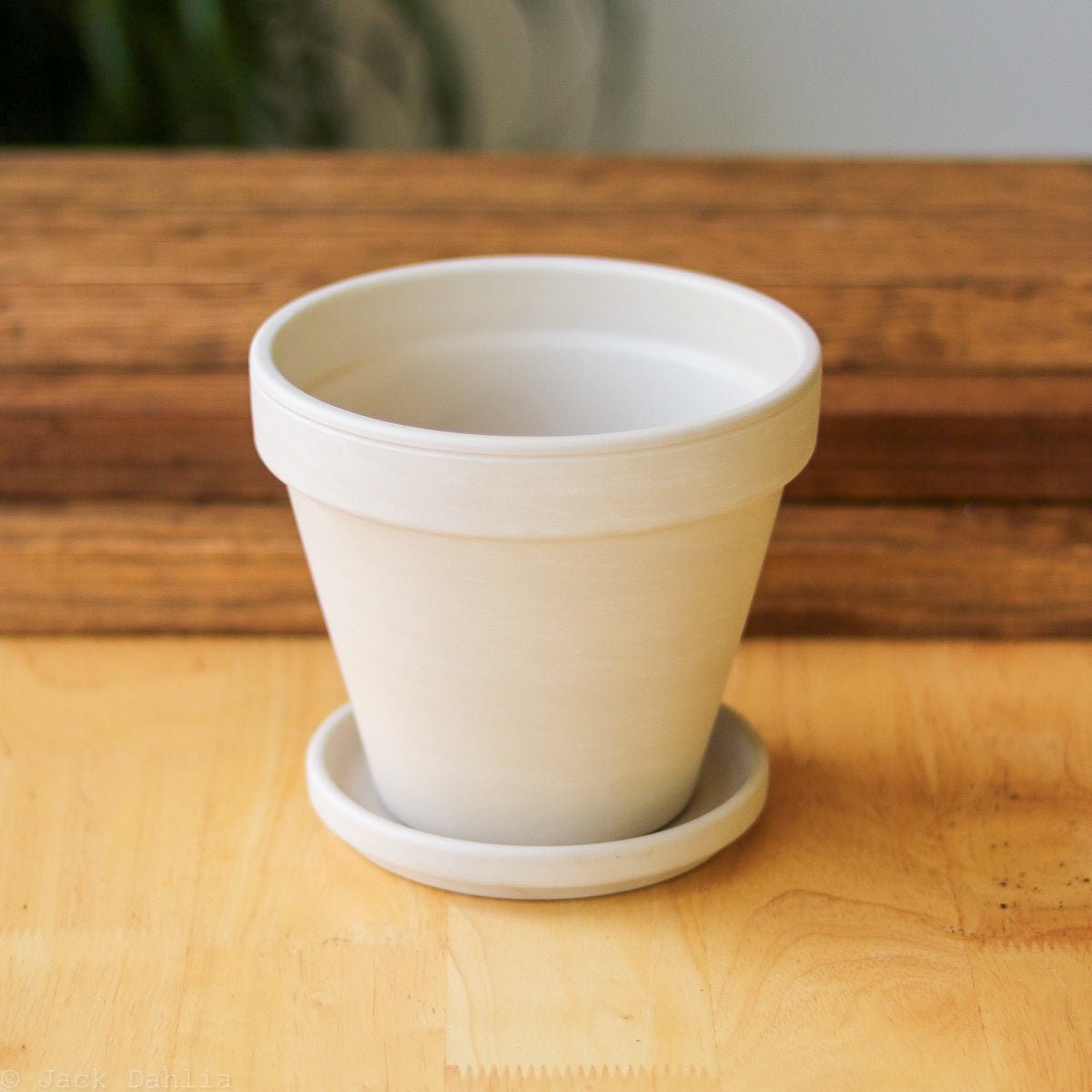 White Terracotta Planter Pot With Water Saucer 6PotWSaucer