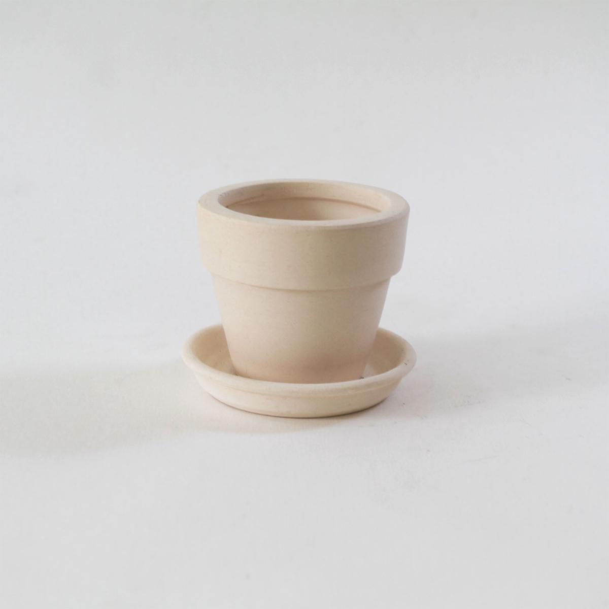 2'' White Clay Pot - 2'' pot + saucer