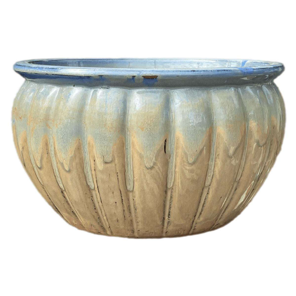 281M28 8211 Flared Rim Striped Ceramic Pot 8211 218221 x 218221 x 178221 Montana Sunset