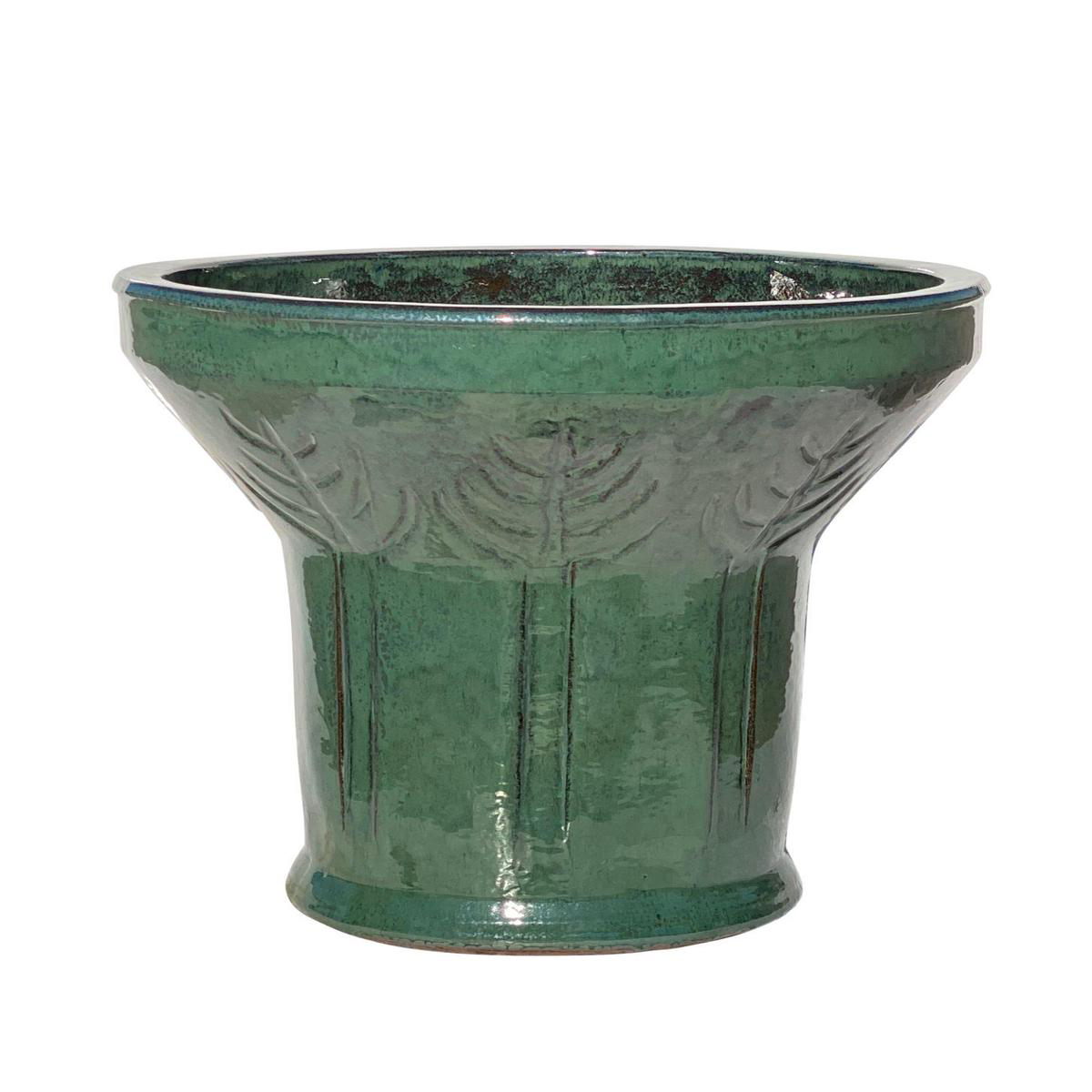 320L17 8211 Round Floral Ceramic Planter 8211 148221 x 148221 x 158221 Jade