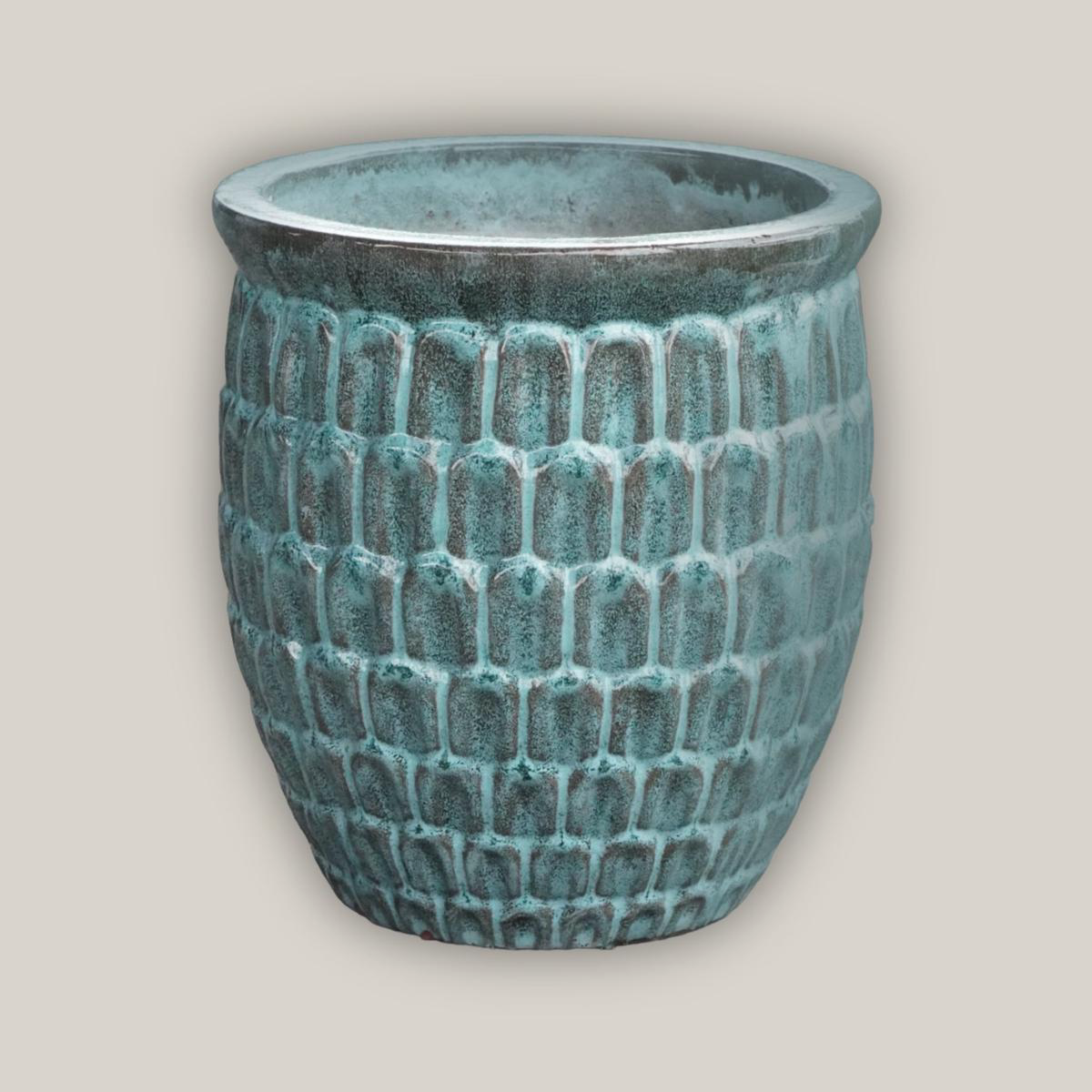 6051H3A 8211 Moss Green Dragon Scale Pot 8211 158221 x 158221 x 158221 Moss Green Ceramic