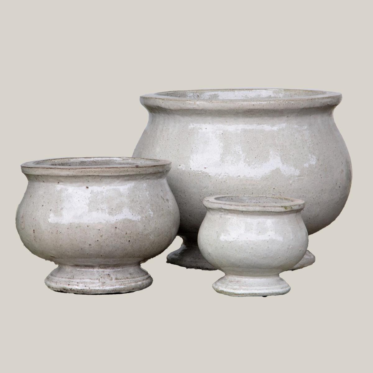 White Tavito Cup Ceramic Pot - 10" x 10" x 9"