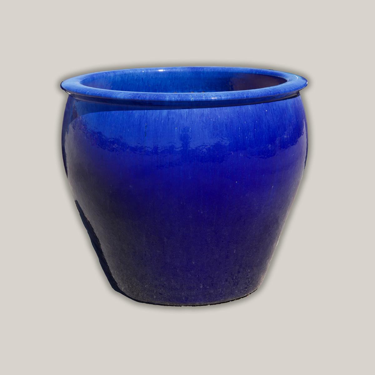 6004H47 - Blue Round Rim Tapered Planter - 30" x 30" x 25" | Blue | Ceramic