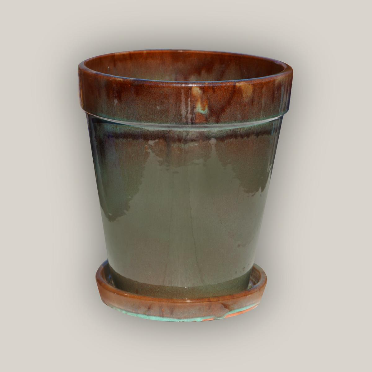 322M51 8211 Rain Green Round Ceramic Planter with Saucer 8211 98221 x 98221 x 108221 Rain Green
