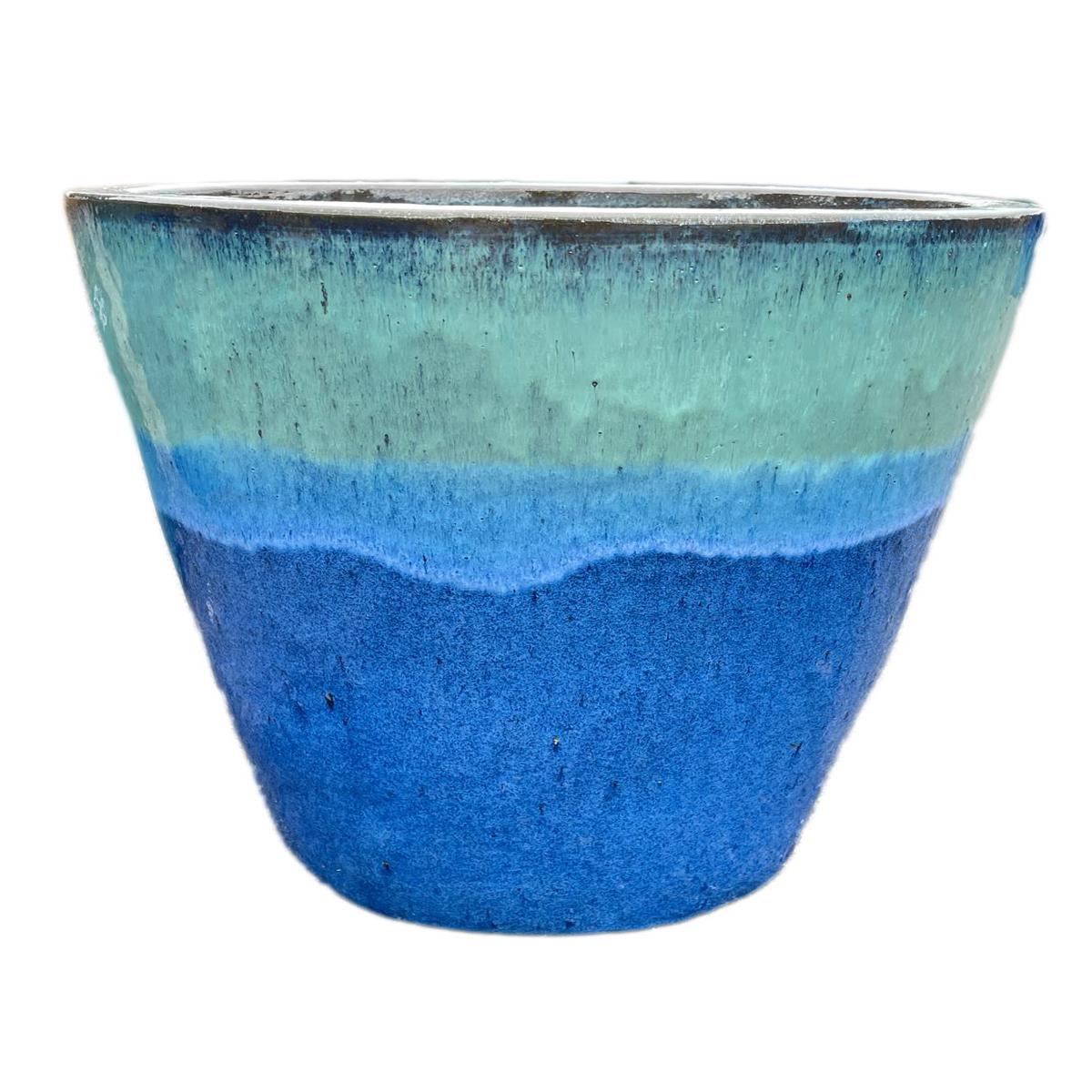 8963N33 -Marble Green/Blue Huge Ceramic Cone Planter - 23" x 23" x 23" / Marble Green/Blue